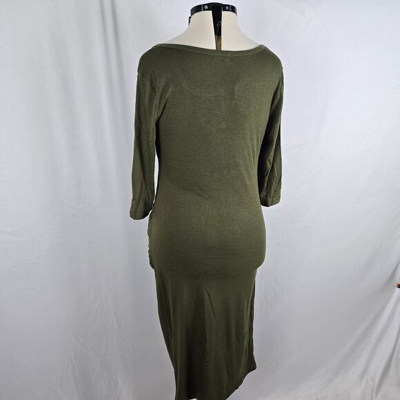 Coolmee Dress Women's L Green Midi Long Sleeve Buttons Long Sleeve Round Neck - Picture 6 of 10